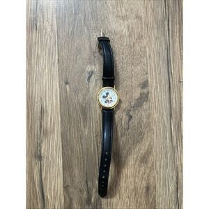 Vintage LORUS MICKEY MOUSE WRISTWATCH w LEATHER BAND Needs Battery